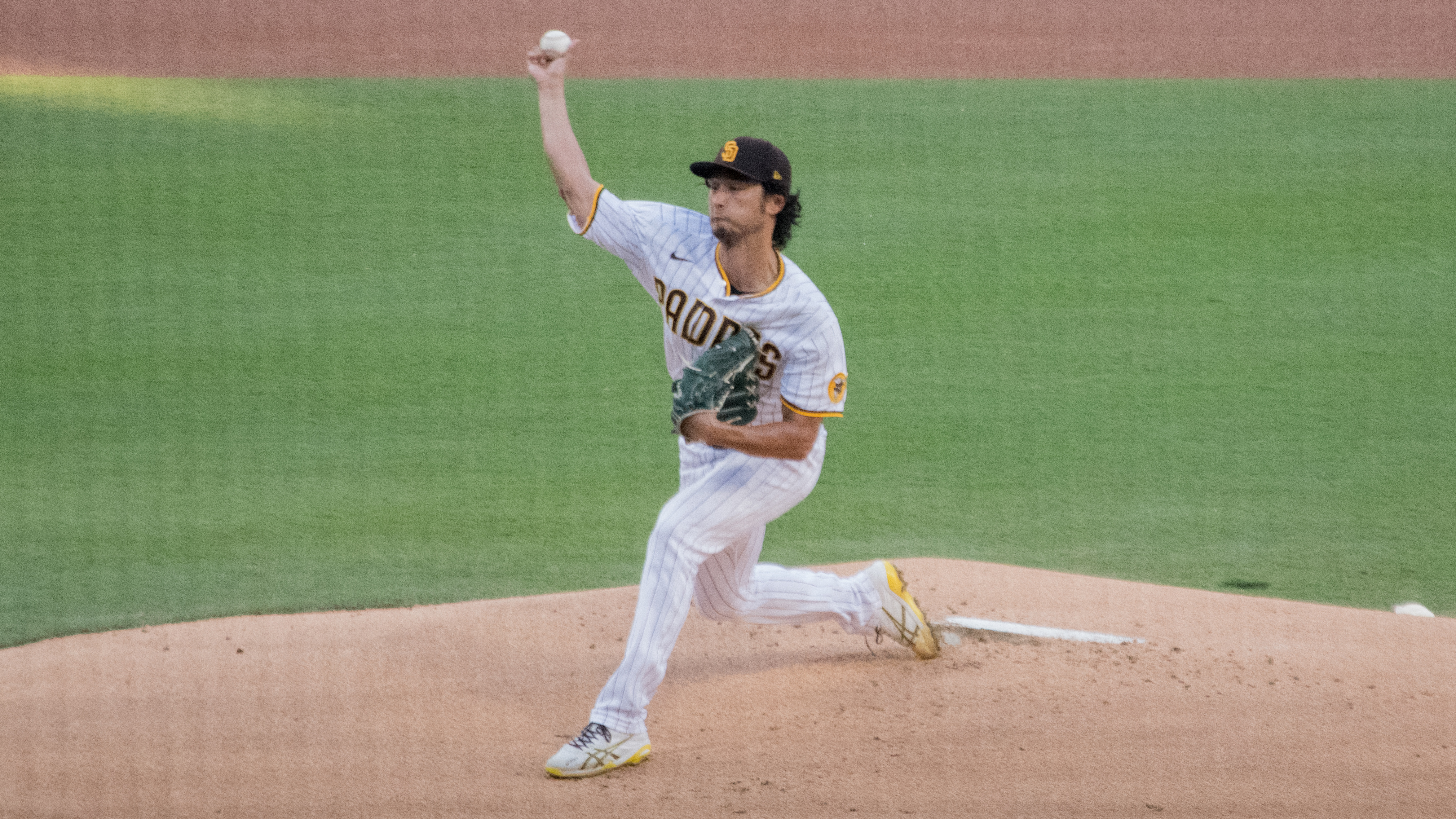 Yu Darvish throws a pitch in the first inning of Thursday